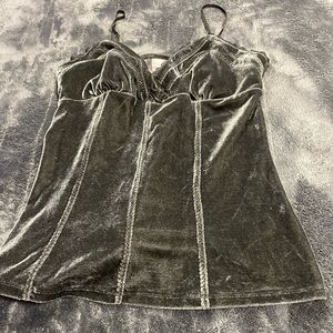 black tank top with design and a furry texture